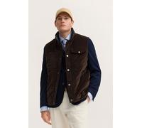 Cordweste BUGATTI "Regular Fit", Herren, Gr. 52, 90, braun, 97% Baumwolle, 3% Elasthan, unifarben, regular fit, ohne Ausschnitt, Westen, mit Stehkragen und Druckknöpfen (85740032-52) 90, braun