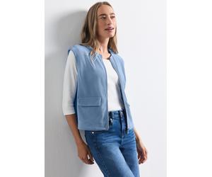 Cordweste STREET ONE, Damen, Gr. 46, blau (northern blau), Cord, Obermaterial: 98% Polyester, 2% Elasthan, hüftlang, Rundhals, Westen, mit Reißverschluß und Rundhalsausschnitt (55177611-46) northern b