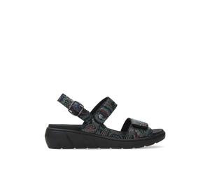 Corfu Congo Black/Blue- Klassische Sandale mit herausnehmbaren Fußbett Schwarz - Gr. - 38