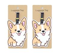 Corgi Gepäckanhänger für Koffer, 2 Stück, niedlicher Silikon-Gepäckanhänger mit Namensausweis, lustiges Kofferetikett