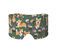 Corgi kühlende Schlafmaske mit Blumendruck, zum Schlafen in völliger Dunkelheit, weiche Schlafmaske, Geschenke für Männer und Frauen