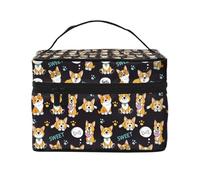 Corgi Make-up-Tasche mit niedlichem Hund, süße Kosmetiktasche für Damen, Kulturbeutel, große Reise-Make-up-Organizer-Tasche