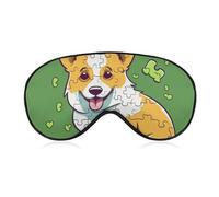 Corgi Puzzle-Schlafmaske, weiche, bequeme Augenmaske mit verstellbarem Riemen, Augenabdeckung, Augenschatten für Männer und Frauen, Arbeit, Reisen