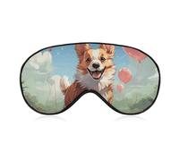 Corgi Schlafmaske für Luftballons und Spaziergänge, weich, bequem, Augenmaske mit verstellbarem Riemen, Augenschutz, Augenschutz für Männer und Frauen, Arbeit, Reisen