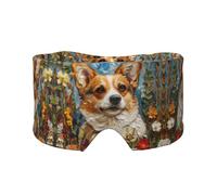 Corgi Schlafmaske mit Blumenmuster, Frühlingsgarten, weiche Augenabdeckung, schalldicht, Ohrenschützer, Stirnband für Reisen, Nickerchen