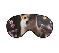 Corgi Schlafmaske mit Hund auf dem Tisch, weich, bequem, Augenmaske mit verstellbarem Riemen, Augenschutz, Augenschutz für Männer und Frauen, Arbeit, Reisen