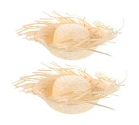 CORHAD 2 Stück Hawaiianische Strandstrohhüte aus Naturstroh Geflochtene Breitkrempige Partyhüte im Inselstil Atmungsaktive Sonnenhüte für Damen Herren Tropische Luau Accessoires