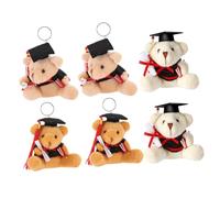 CORHAD 6 Stück Abschlussbär Plüschanhänger Doktorhut Stoffbär Schlüsselanhänger Weiche Hochwertige Gefüllte Bären in Weiß Dunkelbraun als Abschlussgeschenk und Dekoration