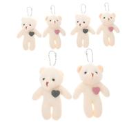 CORHAD 6 Stück Mini Plüschbären Schlüsselanhänger mit Niedlichem Herzmotiv Weiche Stofftier Anhänger für Taschen und Rucksäcke Dekorative Kuscheltier Bag Charms Vielseitig Einsetzbar