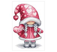 Coricamo Kreuzstich Stickset für Erwachsene | Komplettset mit Aida 14ct, Garn, Nadel & Muster | Stickerei für Anfänger & Fortgeschrittene | Valentinstag-Frauzwerg