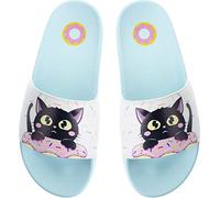 corimori Badelatschen Katze“ Nero“ Erwachsene, Komfort Badeschuhe, Unisex Badeschlappen, Damen & Herren Bade-Slipper, EU-Größe 42-43