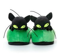 corimori Miraculous Ladybug Plüsch-Hausschuhe Kwami Plagg für Mädchen, Jungen, Erwachsene | Schwarz, EU Einheitsgr. 34-44 | Pantoffeln Schuhe