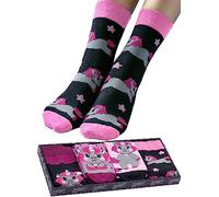 corimori Witzige, lässige Anime Baumwolle Socken 4er Set in plastikfreier Geschenk-Verpackung, Ruby das Punk-Einhorn, 36-44
