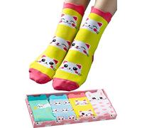 corimori Witzige, lässige Anime Baumwolle Socken 4er Set in plastikfreier Geschenk-Verpackung, Wolke die Katze, 36-44