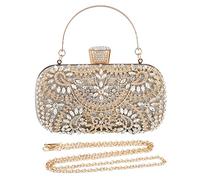 CORIOS Abendtasche Damen Diamant Clutch Bag Kette Shiny Strass Handtasche Klein Tasche Schultertasche Elegante Umhängetasche für Hochzeit Abschlussball Bankett-Party Silber