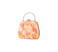 CORIOS Abendtasche Damen Marmor Clutch Bag Luxus Handgelenktasche Klein Tasche Elegant Brauttasche Abnehmbarer Kette Handtasche für Hochzeit Abendparty Geburtstag Tanzparty Orange