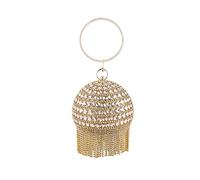 CORIOS Abendtasche Damen Runde Kugel Quaste Diamant Clutch Bag Abnehmbarer Kette Handtasche Klein Tasche Umhängetasche Schultertasche für Hochzeit Abendparty Tanzparty Geburtstag Bankett Gold