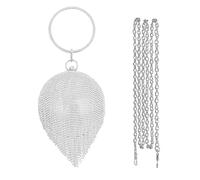 CORIOS Abendtasche Damen Runde Kugel Quaste Diamant Clutch Bag Schultertasche Klein Tasche Abnehmbarer Kette Handtasche Umhängetasche für Hochzeit Abendparty Tanzparty Geburtstag Bankett Silber
