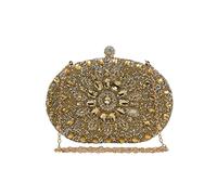 CORIOS Abendtasche Damen Shiny Strass Handtasche Diamant Clutch Bag Klein Tasche Elegante Umhängetasche Kette Schultertasche für Hochzeit Abschlussball Bankett-Party Gold