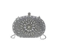 CORIOS Abendtasche Damen Shiny Strass Handtasche Diamant Clutch Bag Klein Tasche Elegante Umhängetasche Kette Schultertasche für Hochzeit Abschlussball Bankett-Party Silber