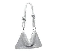 CORIOS Abendtasche Damen Shiny Strass Handtasche Glitzer Umhängetasche Diamant Clutch Bag Klein Tasche Strasssteine Schultertasche für Hochzeit Abschlussball Bankett-Party Silber