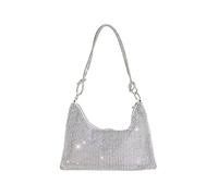 CORIOS Abendtasche Damen Strass Handtasche Strasssteine Schultertasche Shiny Diamant Clutch Bag Klein Tasche Glitzer Umhängetasche für Hochzeit Bankett-Party Abschlussball Silber