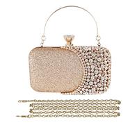CORIOS Abendtasche Strass Damen Diamant Clutch Bag Klein Tasche Schultertasche Abnehmbarer Kette Handtasche Elegante Umhängetasche für Hochzeit Abendparty Tanzparty Geburtstag Bankett Gold