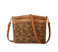 CORIOS Bohemian Stil Umhängetaschen Damen Schultertaschen mit Ethnischem Muster Messenger Tragetasche aus Kork Retro Handtasche Alltag Reise Arbeit Shopper Tote Beutel Grasblume