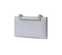 CORIOS Clutch Damen Glitzer Abendtasche Funkelnd Schultertasche Hochzeit Brautbörse Handtasche Glänzend Umhängetasche Cocktail Party Abschlussball Tasche für Frauen Silber