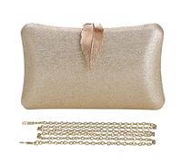 CORIOS Clutch Damen Kette Abendtasche Glitter Handtasche Glänzend Schultertasche Umhängetasche mit Blatt Schnalle Verschluss Portemonnaie Tasche für Cocktailparty Abendparty Tanzparty Gold