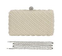 CORIOS Clutch Damen Perlen Abendtasche Elegant Handtasche Brauttasche Mini Kette Tasche Schultertasche Umhängetasche für Hochzeit Abendparty Tanzparty Geburtstag Bankett Cremegelb