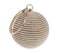 CORIOS Clutch Damen Perlen Abendtasche Runde Kugel Strass Clutch Bag Klein Tasche Schultertasche Abnehmbarer Kette Umhängetasche für Hochzeit Abendparty Geburtstag Tanzparty Bankett Gold