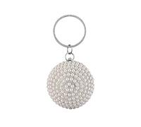 CORIOS Clutch Damen Perlen Abendtasche Runde Kugel Strass Clutch Bag Schultertasche Abnehmbarer Kette Klein Tasche Handtasche für Hochzeit Abendparty Geburtstag Tanzparty Bankett Silber