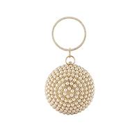 CORIOS Clutch Damen Perlen Abendtasche Runde Kugel Strass Clutch Bag Schultertasche Abnehmbarer Kette Klein Tasche Handtasche für Hochzeit Abendparty Geburtstag Tanzparty Bankett Gold