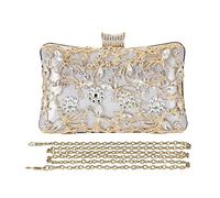 CORIOS Clutch Damen Strass Luxus Abendtasche Kristall Glitter Handtasche Glänzend Umhängetasche Elegant Schultertasche Portemonnaie Tasche für Cocktailparty Abendparty Tanzparty Geburtstag Silber