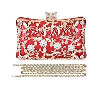 CORIOS Clutch Damen Strass Luxus Abendtasche Kristall Glitter Handtasche Glänzend Umhängetasche Elegant Schultertasche Portemonnaie Tasche für Cocktailparty Abendparty Tanzparty Geburtstag Rot