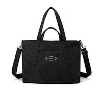 CORIOS Cord Umhängetasche Damen Handtasche Große Kapazität Tote Beutel Casual Henkeltasche Tragetasche Multifunktionale Schultertasche Henkeltaschen Für Alltag Büro Schulausflug Einkauf Schwarz