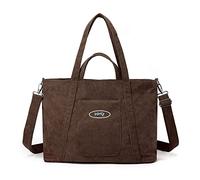 CORIOS Cord Umhängetasche Damen Handtasche Große Kapazität Tote Beutel Casual Henkeltasche Tragetasche Multifunktionale Schultertasche Henkeltaschen Für Alltag Büro Schulausflug Einkauf Dunkelbraun