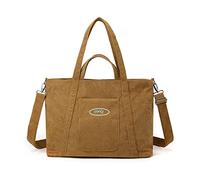 CORIOS Cord Umhängetasche Damen Handtasche Große Kapazität Tote Beutel Casual Henkeltasche Tragetasche Multifunktionale Schultertasche Henkeltaschen Für Alltag Büro Schulausflug Einkauf Hellbraun