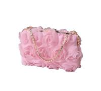 CORIOS Damen Abendtasche Blumen Clutch Tasche Elegante Handtasche Mini Rose Schultertasche Luxuriös Umhängetasche für Hochzeit Bankett-Party Abschlussball Rosa