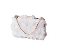 CORIOS Damen Abendtasche Blumen Clutch Tasche Elegante Handtasche Mini Rose Schultertasche Luxuriös Umhängetasche für Hochzeit Bankett-Party Abschlussball Weiß