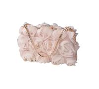 CORIOS Damen Abendtasche Blumen Clutch Tasche Elegante Handtasche Mini Rose Schultertasche Luxuriös Umhängetasche für Hochzeit Bankett-Party Abschlussball Champagner