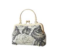 CORIOS Damen Abendtasche Blumenstickerei Clutch Brautbörse Handtasche Schultertasche mit Abnehmbarer Kette Elegante Polyestergewebe Umhängetasche für Party Bankett und Feierlichkeiten Dunkelblau