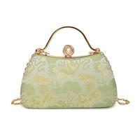 CORIOS Damen Abendtasche Blumenstickerei Clutch Hochzeit Brautbörse Handtasche Retro Schultertasche Elegante Umhängetasche Luxuriös Bankett-Party Klein Tasche Grün