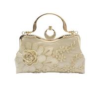 CORIOS Damen Abendtasche Blumenstickerei Clutch Hochzeit Brautbörse Handtasche Retro Schultertasche Elegante Umhängetasche Luxuriös Bankett-Party Klein Tasche Gold