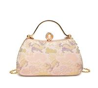 CORIOS Damen Abendtasche Blumenstickerei Clutch Hochzeit Brautbörse Handtasche Retro Schultertasche Elegante Umhängetasche Luxuriös Bankett-Party Klein Tasche Rosa