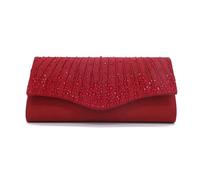 CORIOS Damen Abendtasche Glitter Strass Clutch Tasche Envelope Henkeltasche Elegante Schultertasche Glitzer Hochzeit Brautbörse Glänzend Umhängetasche für Hochzeit Abschlussball Bankett-Party Rot