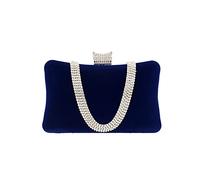 CORIOS Damen Abendtasche Samt Clutch Bag Glitter Strass Handtasche Kette Tasche Shining Portemonnaie Elegante Umhängetasche Glänzend Schultertasche für Cocktail Party Abendparty Tanzparty Blau