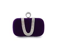 CORIOS Damen Abendtasche Samt Clutch Tasche Glitter Strass Handtasche Glänzend Schultertasche Kette Tasche Elegante Umhängetasche Shining Portemonnaie für Cocktail Party Abendparty Tanzparty Lila