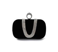 CORIOS Damen Abendtasche Samt Clutch Tasche Glitter Strass Handtasche Glänzend Schultertasche Kette Tasche Elegante Umhängetasche Shining Portemonnaie für Cocktail Party Abendparty Tanzparty Schwarz